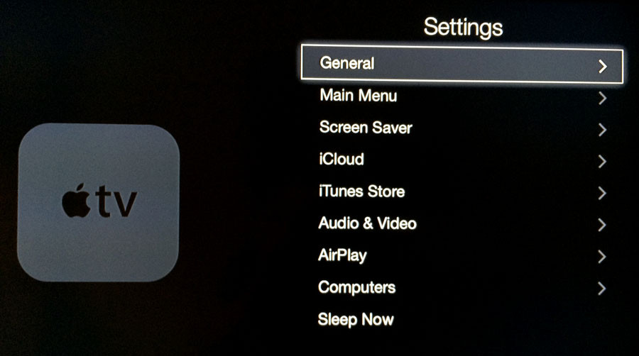 Apple TV Settings Menu