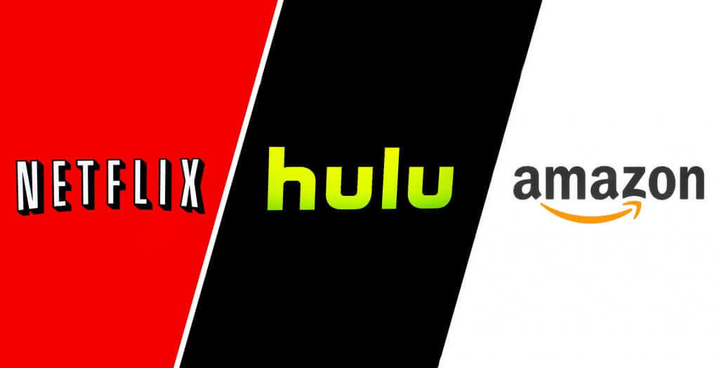 image showing branding for netflix, hulu, and amazon side by side