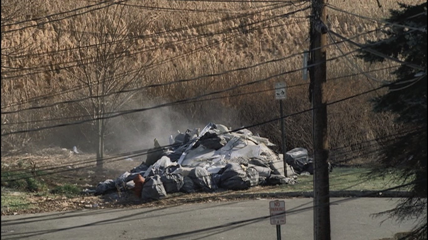 Opening shot of illegal dumping in The Sopranos