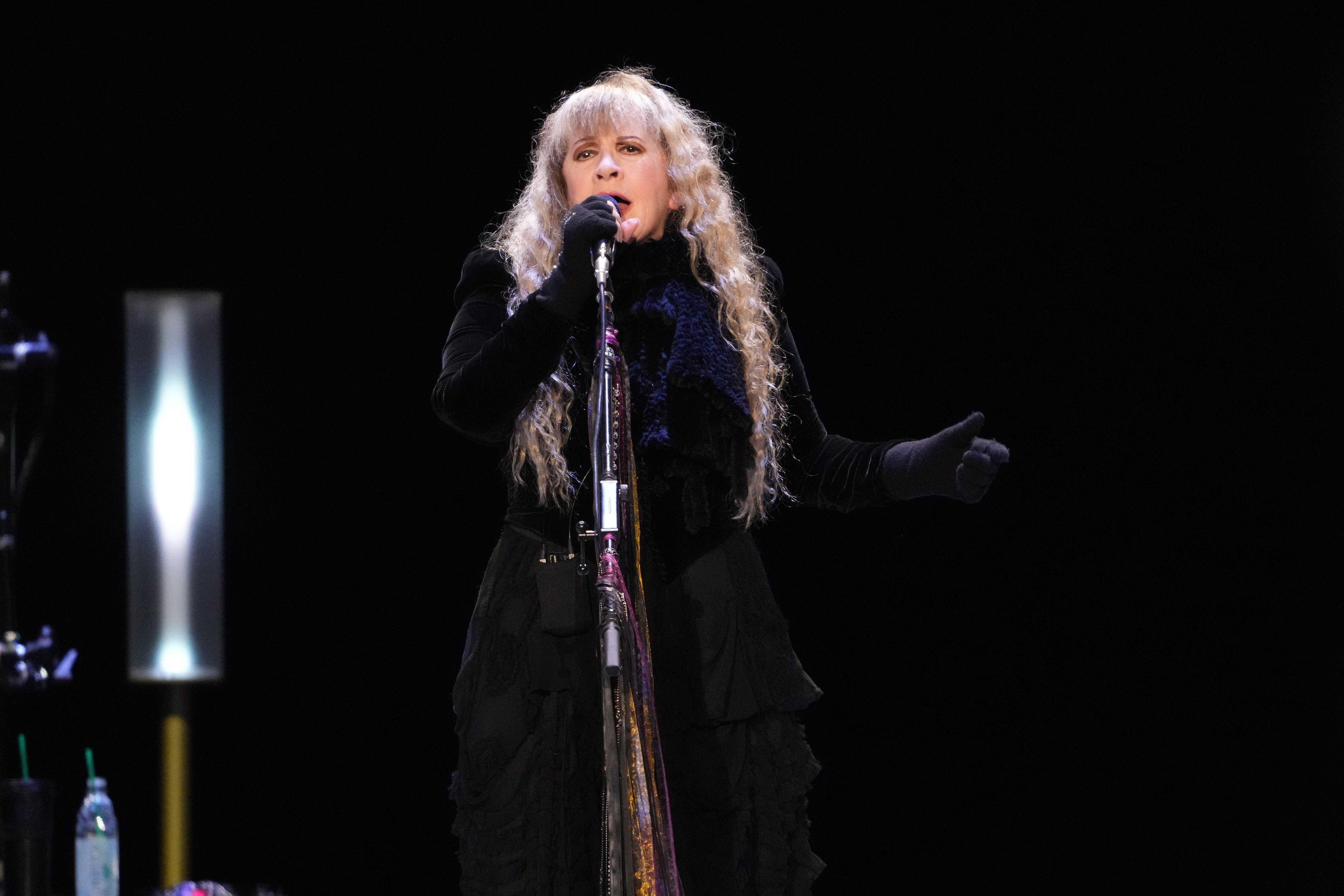 Stevie Nicks singing on stage