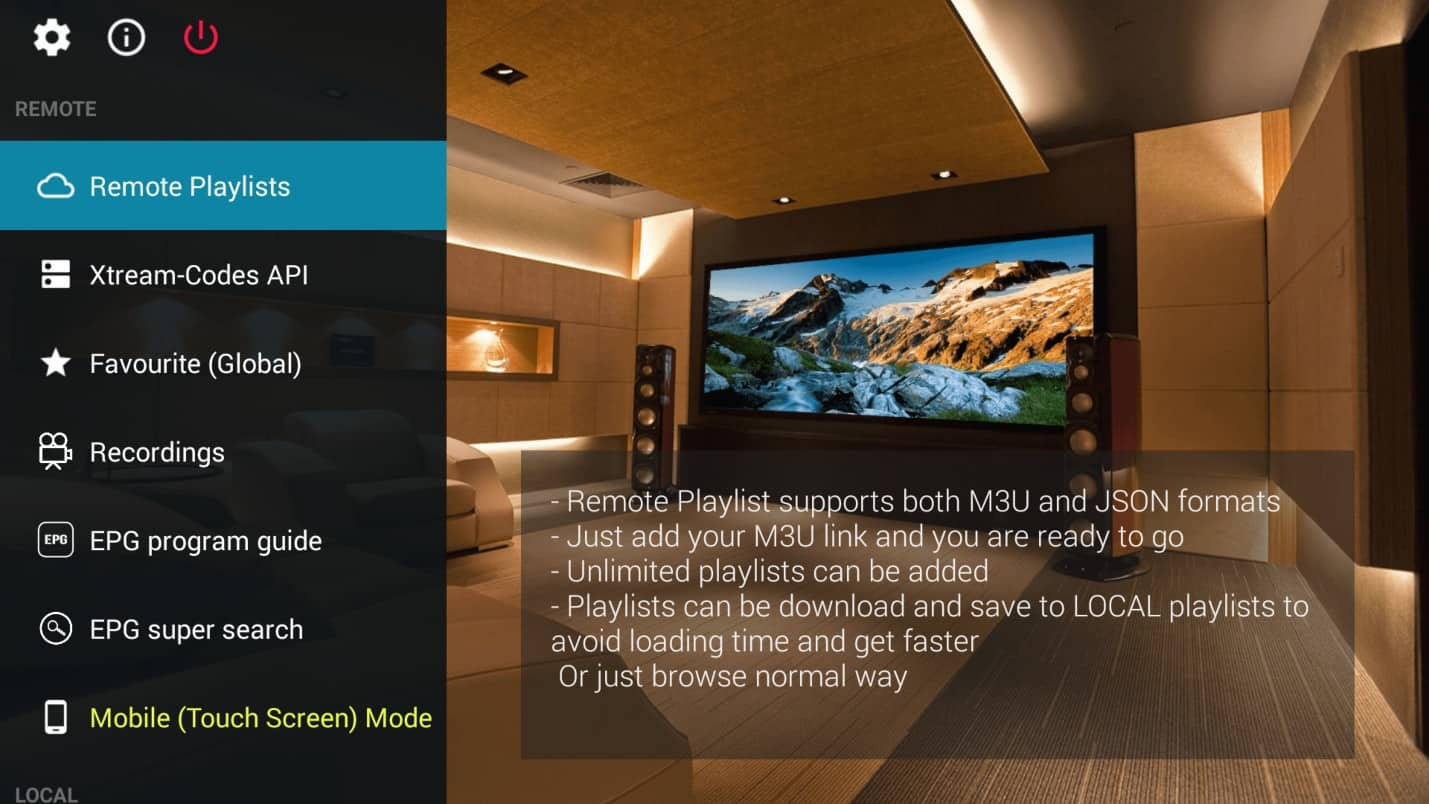 Navigate to Remote Playlists on GSE Smart IPTV