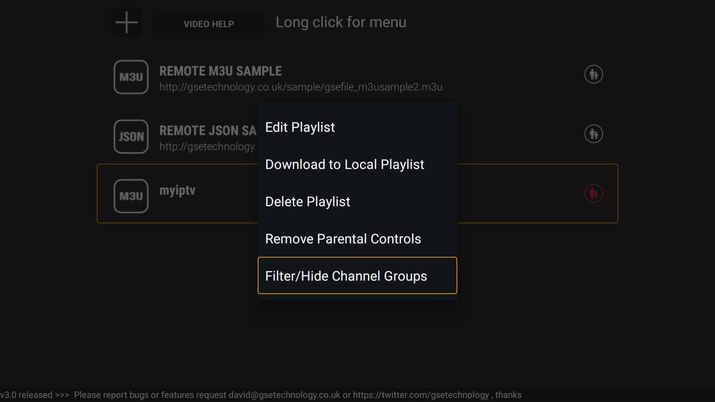 Hiding channel groups in GSE Smart IPTV