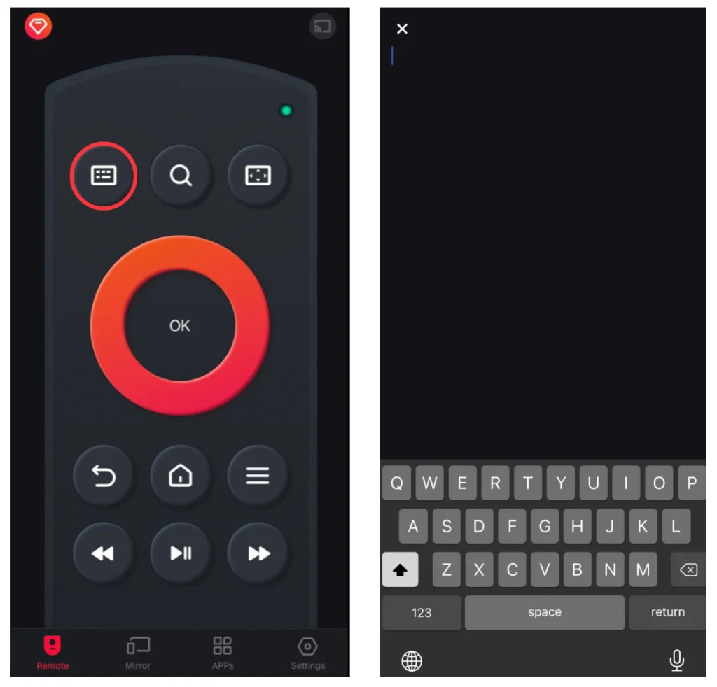 Firestick Remote app keyboard feature