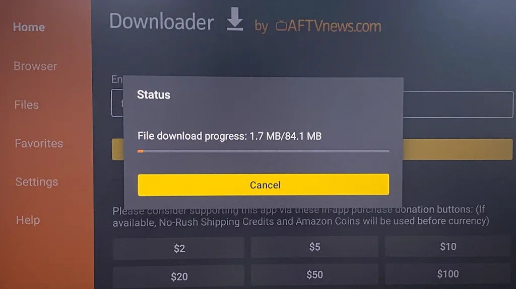 File download process on Firestick