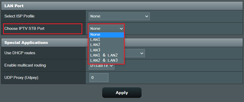 Choosing IPTV STB Port