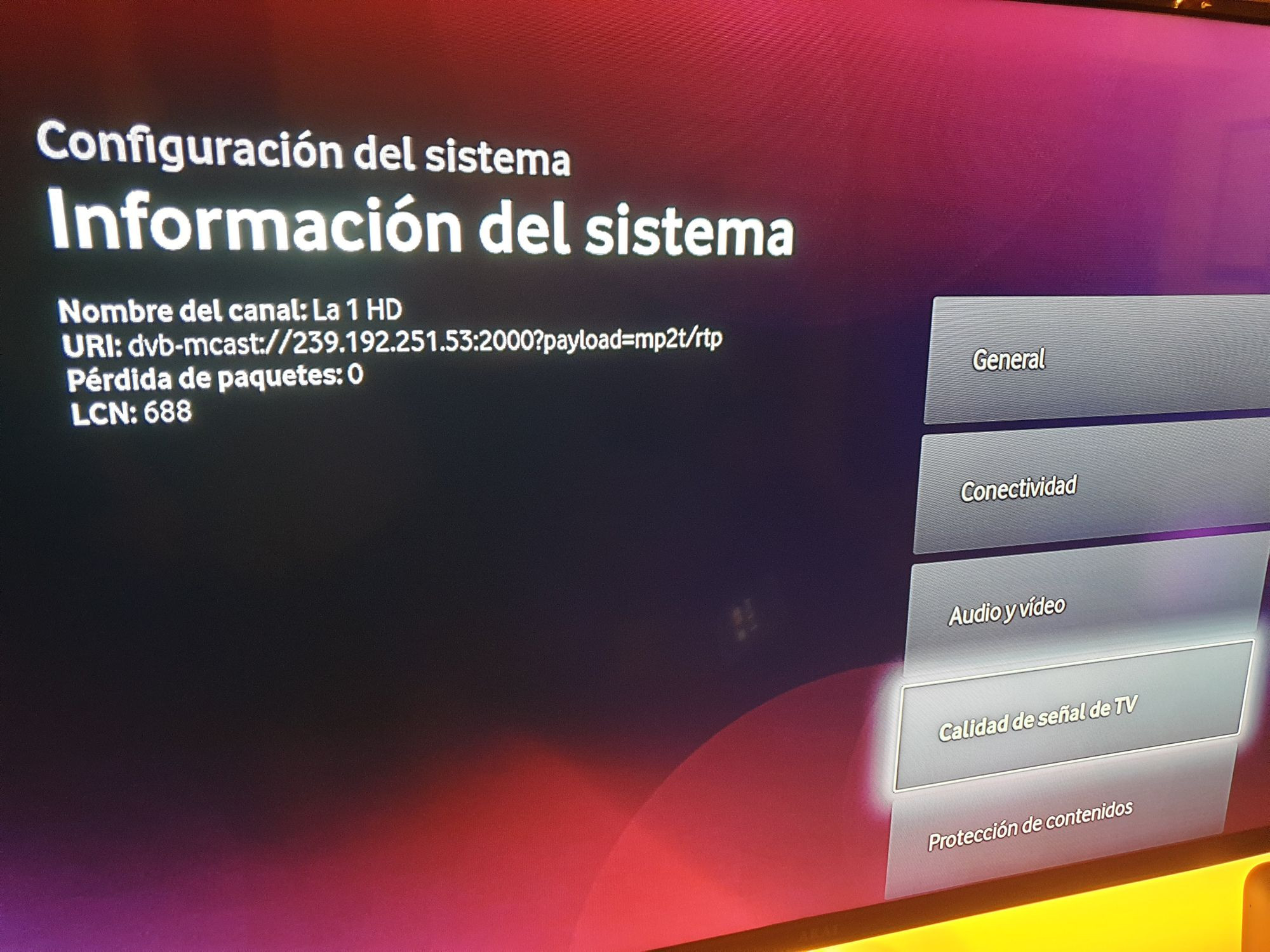 Vodafone TV settings