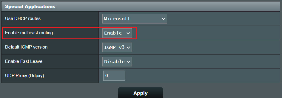 Enabling Multicast Routing (IGMP Proxy)