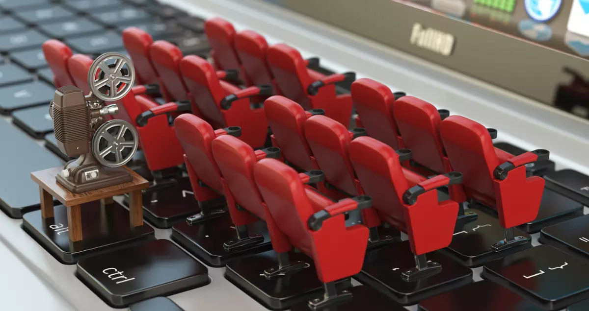 A row of miniature seats on a laptop
