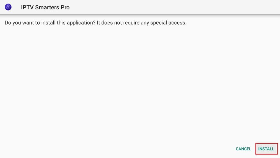 Starting the installation process of IPTV Smarters Pro on FireStick
