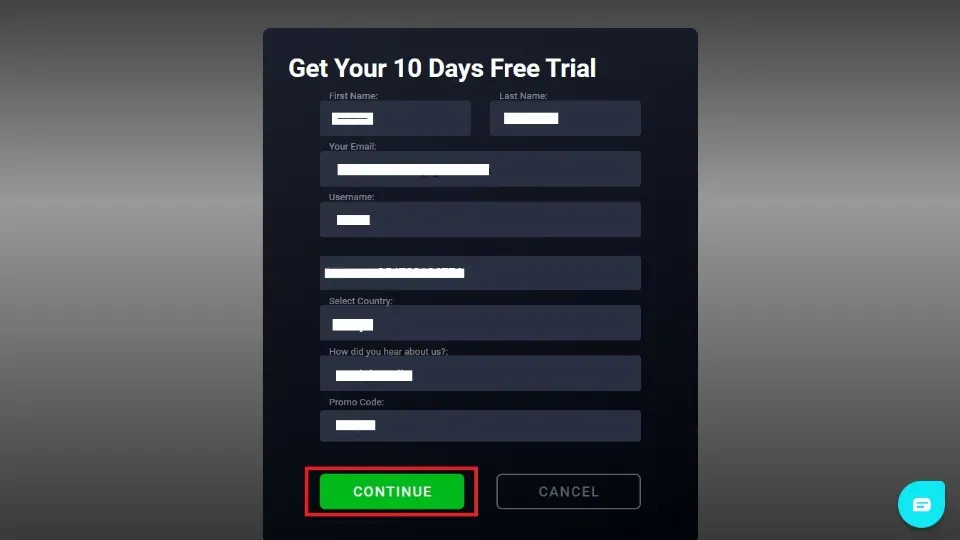 click on continue button