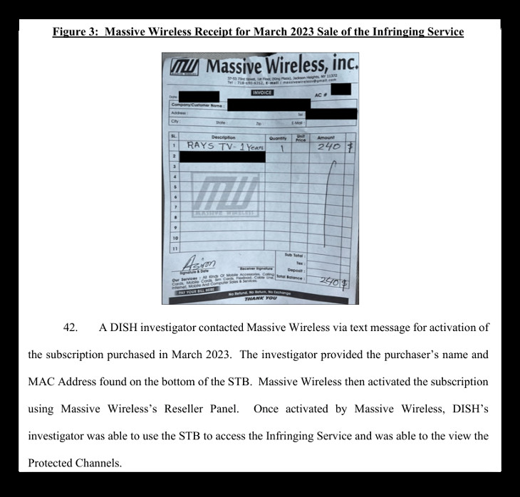 Massive Wireless allegedly continued to sell subscriptions to infringing services carrying DISH content despite receiving multiple cease-and-desist notices from DISH Network