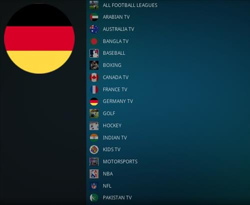 TVOne112 Kodi Addon Interface Showing Various Sections