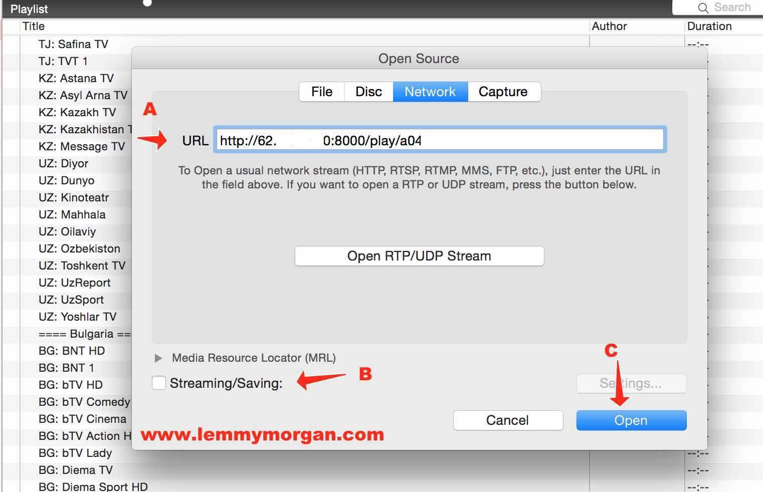 how to open iptv playlist on windows and mac via VLC