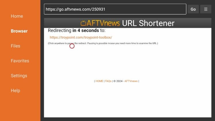 Wait a few seconds to be redirected.