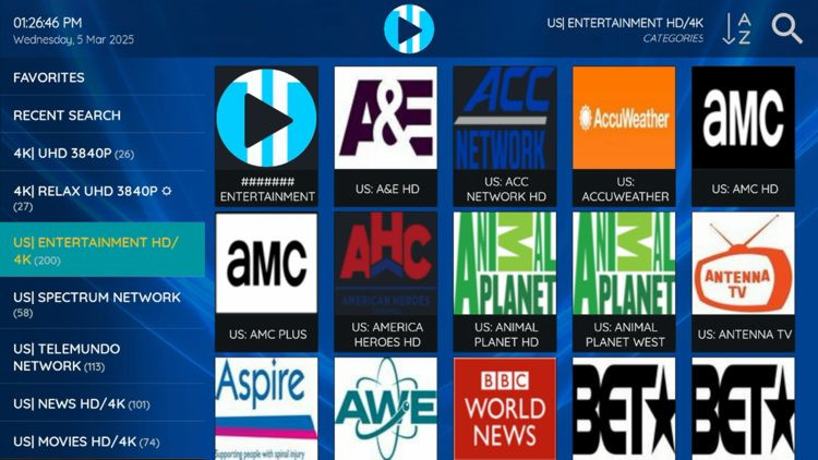 InfinityTV Channels