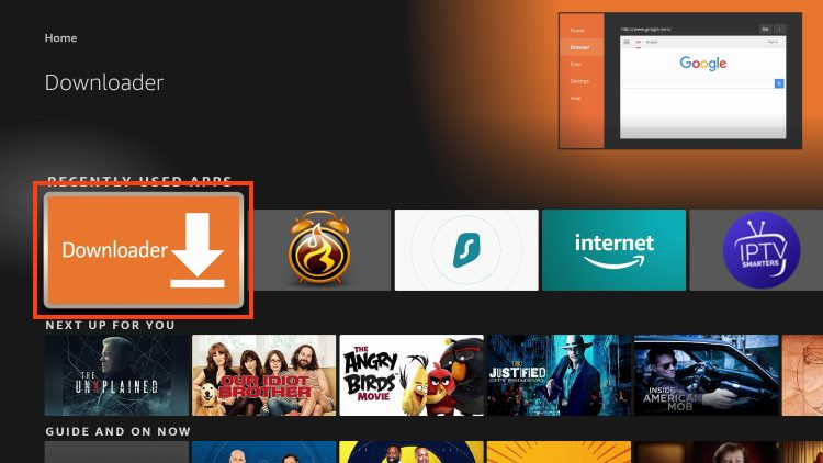 launch downloader to install kodi on firestick with toolbox