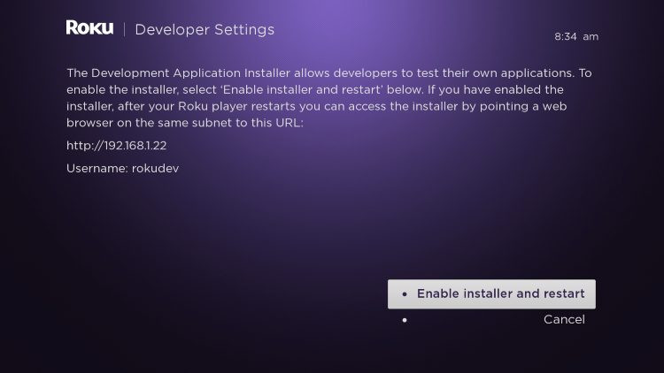 Enable Installer and Restart