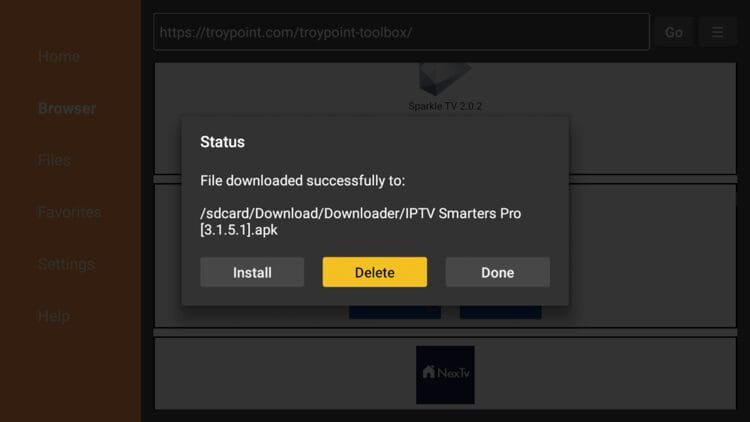You are then prompted to delete the installation file. This will free up space on your device. Click Delete.