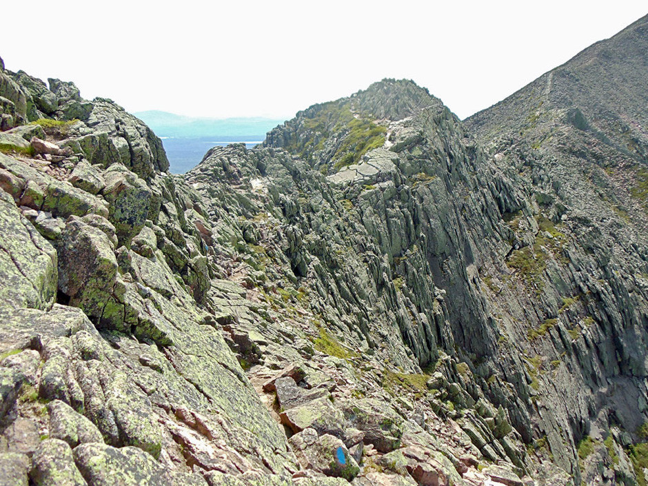 Katahdin Knife Edge trail on a rainy or windy day