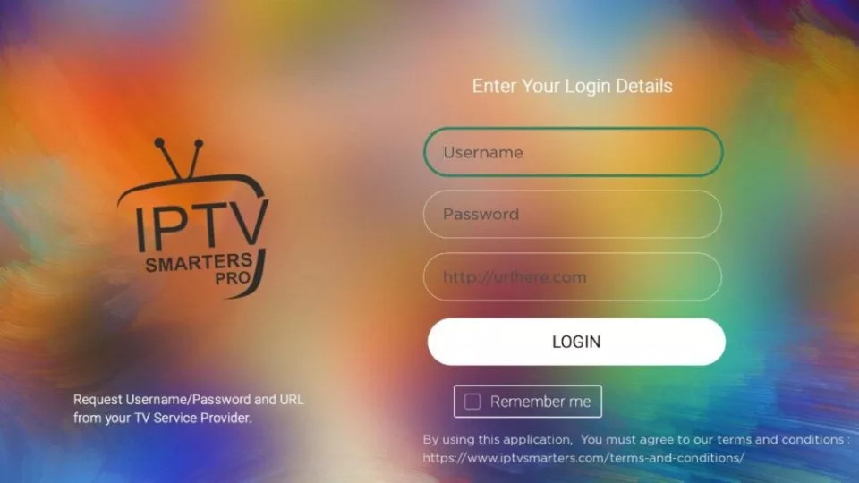 IPTV Smarters Login Screen on Roku