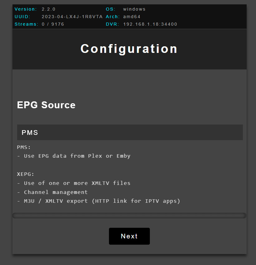 Configuring xTeVe