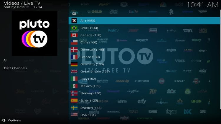 Pluto Home Screen