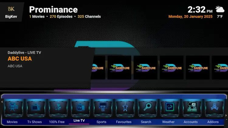 Prominence Build Live TV Channels