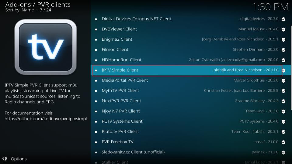 Kodi PVR Clients