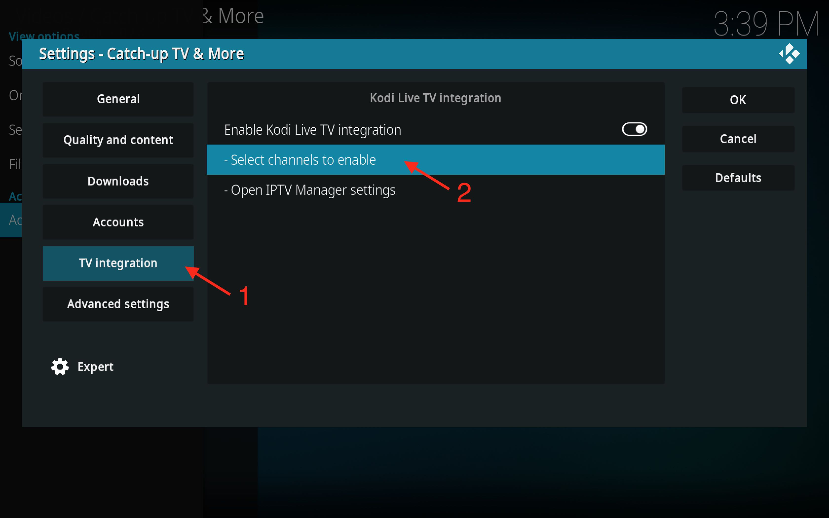 Navigating to TV Integration