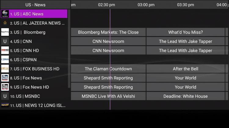 Perfect Player interface displaying channel lists and EPG information