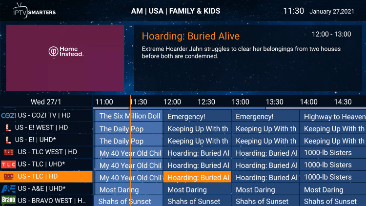 Sonic IPTV EPG