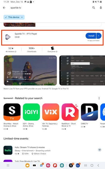 install sparkle tv via google play