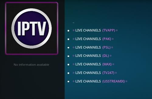 The Crew IPTV Section within Kodi