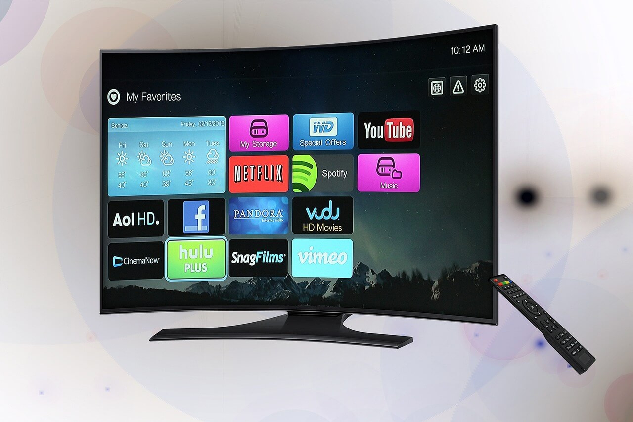 Smart TV displaying a monster movie