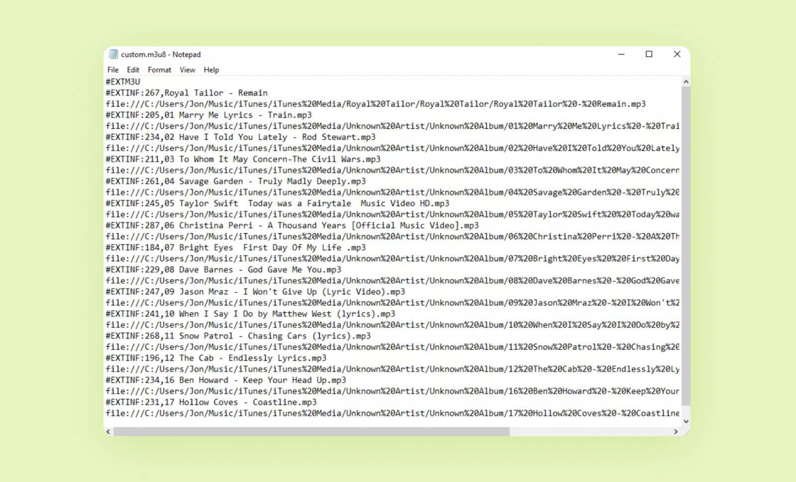 An example of a reseller playlist for IPTV without a proper decoding system