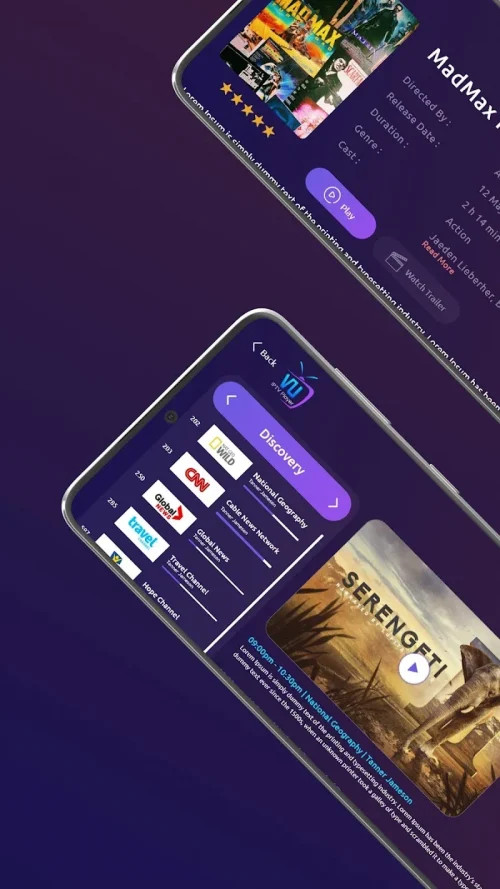 VU IPTV Player displaying the modern user interface