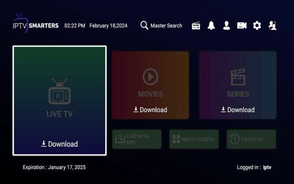 Click Download and wait a few seconds for your live channels to download.