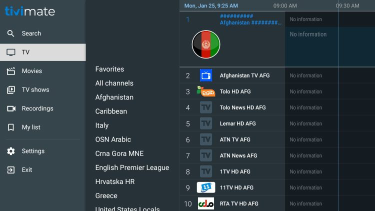 epg options